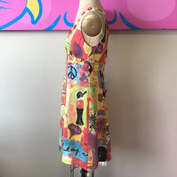 Moschino Cheap Chic Yellow Peace Sign Dress - Picture 8 of 13